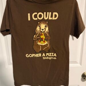 Rainforest Cafe Brown Gopher a Pizza Shirt Mens Size Small